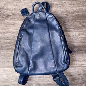 Elegant Navy Leather Backpack